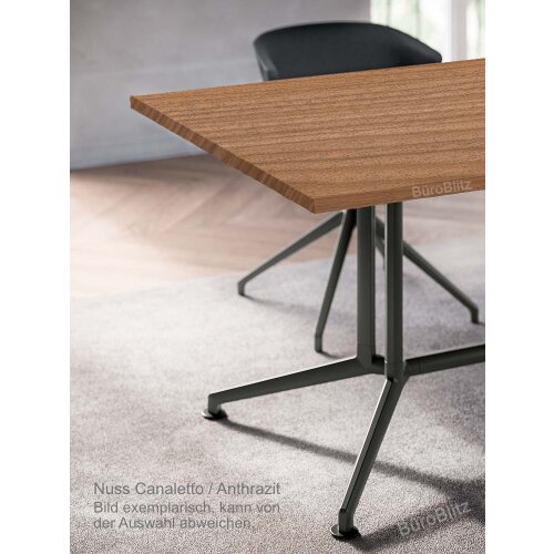 Konferenztisch rechteckig Dekor Nuss Canaletto Gestell Silber