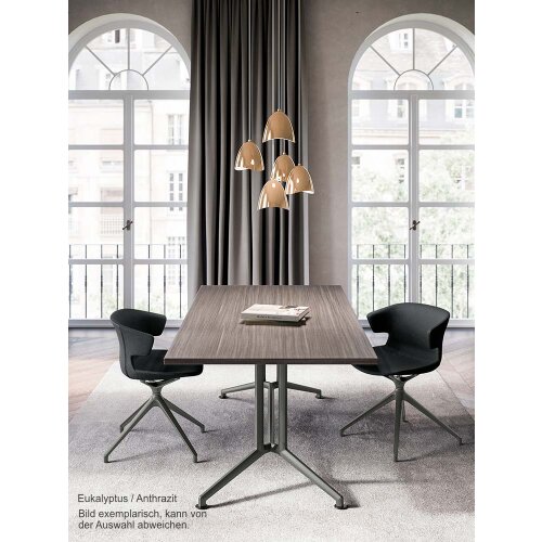 Konferenztisch rechteckig Dekor Nuss Canaletto Gestell Silber