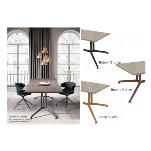 Konferenztisch rechteckig Dekor Nuss Canaletto Gestell Silber