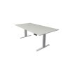 Elektrisch höhenverstellbarer Schreibtisch Serie Flex, im Maß: 180 x 80 cm, Dekor: Lichtgrau, Gestell: Silber