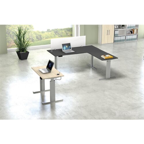 Elektrisch höhenverstellbarer Winkelschreibtisch Serie Flex, im Maß: 200 x 220 cm, Dekor: Eiche Rustikal 4, Gestell: Anthrazit