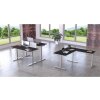 Elektrisch höhenverstellbarer Winkelschreibtisch Serie Star Höhenverstellung von 64-129 cm, im Maß: 180 x 180 cm, Dekor: Lichtgrau, Gestell:  Silber
