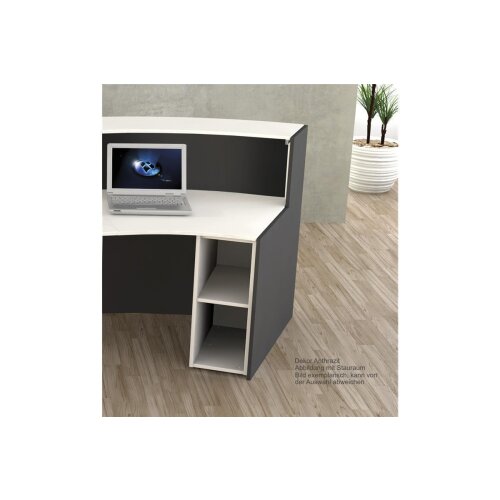 Empfangstheke Bogenform mit Beratungsplatz mittig 324 cm breit