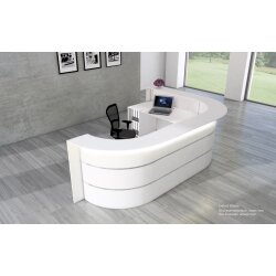 Empfangstheke L-Form 325 cm breit, Dekor: Anthrazit / Weiss