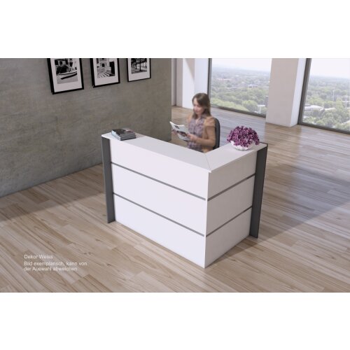 Empfangsecktheke 150 cm breit, Dekor: Weiss
