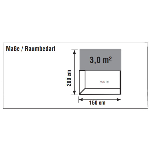 Empfangsecktheke 150 cm breit, Dekor: Weiss