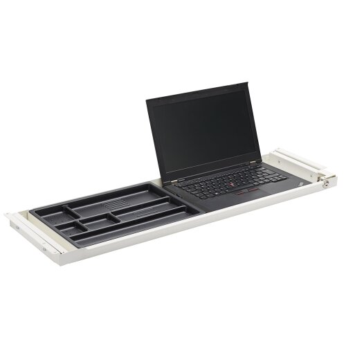 breite Untertischschublade, abschließbar, Farbe: Weiss