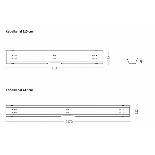 Kabelkanal 115 cm, Farbe: Silber