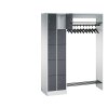 Offene Schliessfachgarderobe 10 Fächer Doppelsäule Abteilbreite 200mm Korpus RAL 7035 Lichtgrau, Türen RAL 7016 Anthrazitgrau