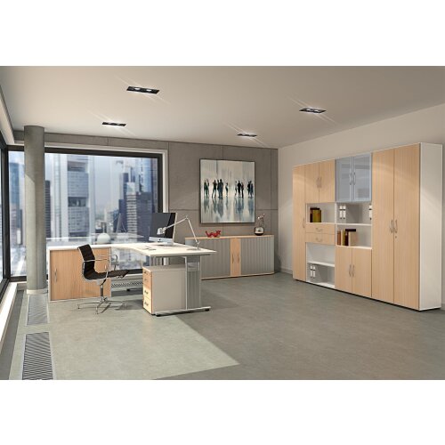 Schreibtisch höhenverstellbar, 120x80 cm , Dekor: Ahorn