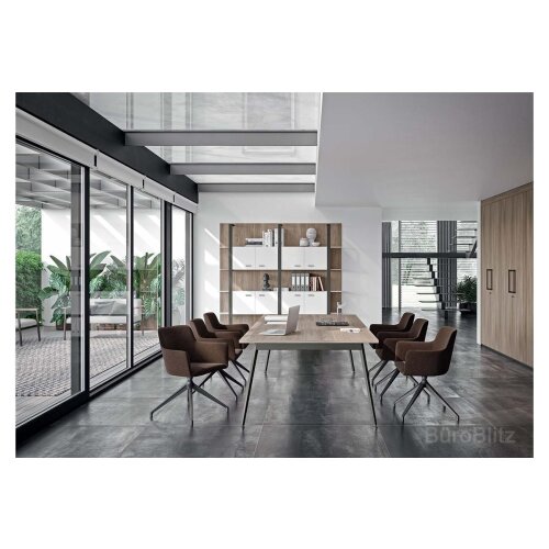 Konferenztisch Serie IDRO Metallgestell 120 x 120 cm