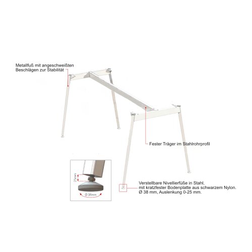 Konferenztisch Serie IDRO Metallgestell 120 x 120 cm