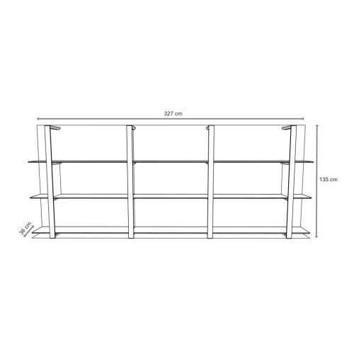 Wandregal Serie ISEO 3 Abteile 3 Ordnerhöhen