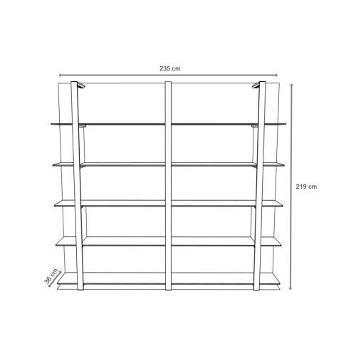 Wandregal Serie ISEO 2 Abteile 5 Ordnerhöhen