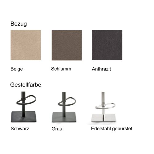 Barhocker Sitz in Lederoptik, Gestellfarbe: Schwarz , Bezug: Kunstleder Anthrazit