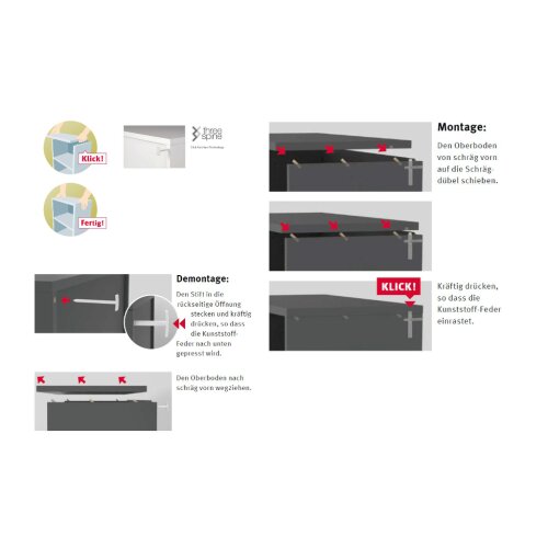 Aktenschrank Serie Klick, 3 OH, mit Rahmenelement, Korpus: Graphit, Front: Asteiche, Unterbau: auf Standfuß