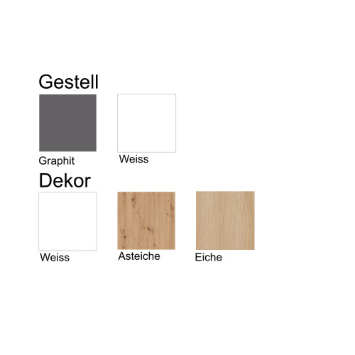 Kombi Aktenschrank Serie Klick, 4 OH, Korpus: Graphit,Front: Asteiche, Unterbau: auf Standfuß