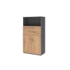 Kombi Aktenschrank Serie Klick, 4 OH, Korpus: Graphit,Front: Asteiche, Unterbau: auf Standfuß
