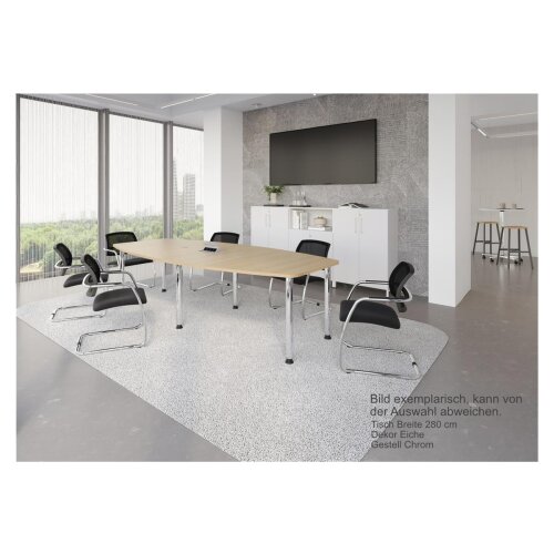 Konferenztisch Bootsform 400 cm mit Rundfüßen