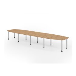 Konferenztisch Bootsform 520 cm mit Rundfüßen