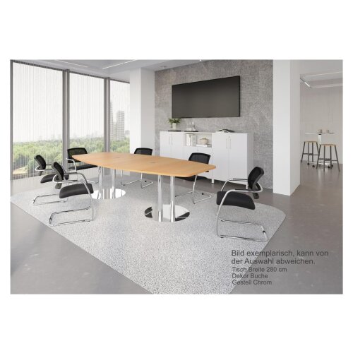 Konferenztisch Bootsform 400 cm mit Säulenfuß