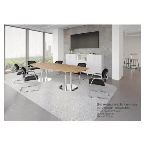 Konferenztisch Bootsform 400 cm mit Säulenfuß