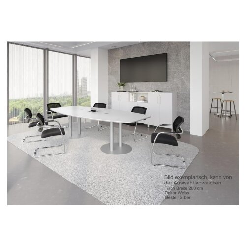 Konferenztisch Bootsform 400 cm mit Säulenfuß