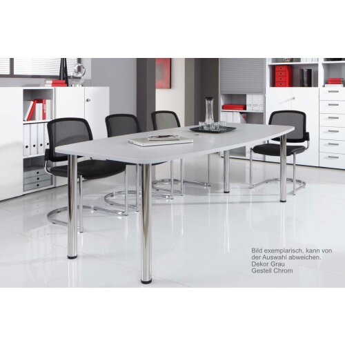 Konferenztisch Bootsform 220 cm mit Rundfüßen