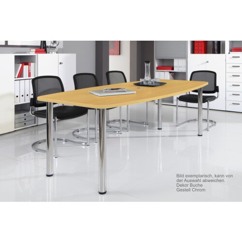 Konferenztisch Bootsform 220 cm mit Rundfüßen