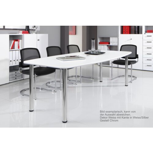 Konferenztisch Bootsform 220 cm mit Rundfüßen