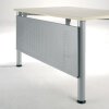 Schreibtisch PC-Form links  Rundfuss, höhenverstellbar, 180 cm breit Ahorn/Silber