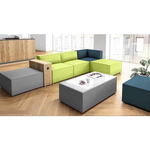 Hocker Modul Serie P Abschluss links, Bezug: Stoff SO Dunkelgrau