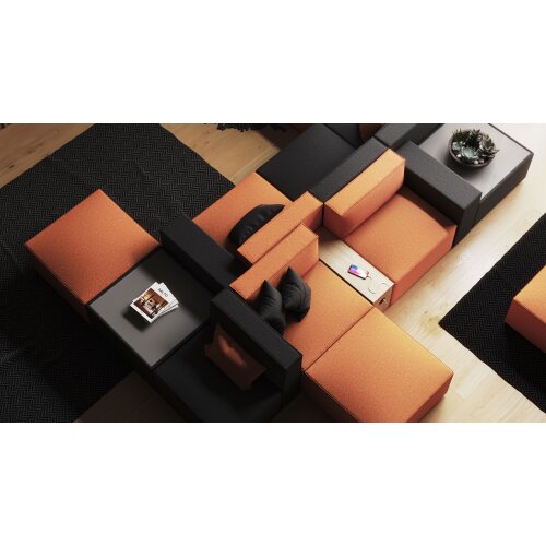 Hocker Modul Serie P Abschluss links, Bezug: Stoff SO Dunkelgrau