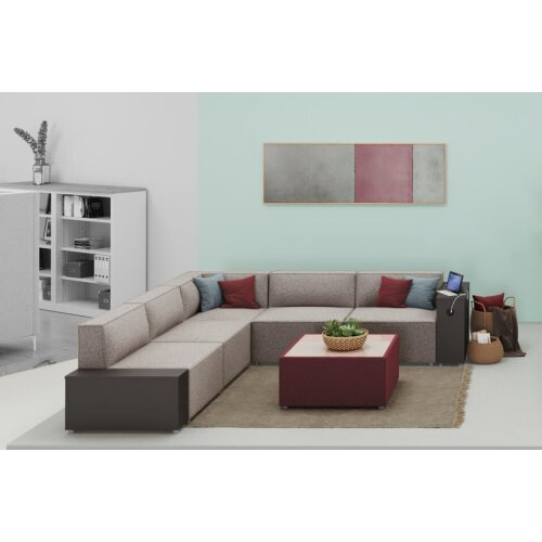 Hocker Modul Serie P Abschluss links, Bezug: Stoff SO Dunkelgrau