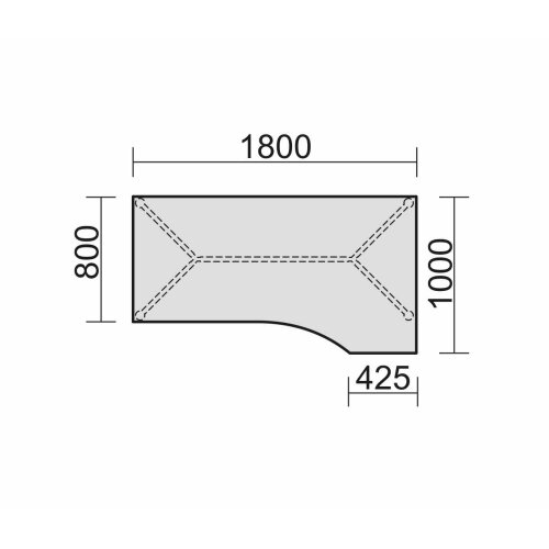 Schreibtisch PC-Form rechts  Rundfuss, höhenverstellbar, 180 cm breit Buche Dunkel/Anthrazit