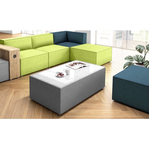 Besuchertisch rechteckig Serie P , Bezug: Kunstleder Dunkelgrau