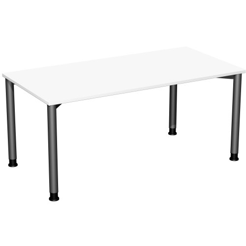 Schreibtisch Rundfuss, höhenverstellbar, 160x80 cm Weiss/Anthrazit