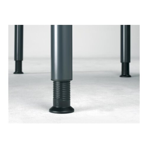 Schreibtisch Rundfuss, höhenverstellbar, 160x80 cm Buche Dunkel/Silber