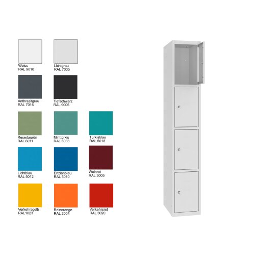 Stahl Schliessfachschrank Select 4 Fächer 400mm Abteilbreite