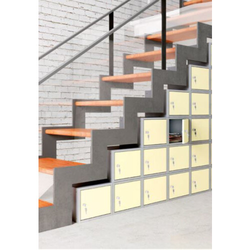 Stahl Schliessfachschrank Select 8 Fächer 400mm Abteilbreite Korpus Tiefschwarz RAL 9005 Türen Tiefschwarz RAL 9005