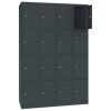 Stahl Schliessfachschrank Select 16 Fächer 300mm Abteilbreite Korpus Anthrazitgrau RAL 7016 Türen Anthrazitgrau RAL 7016