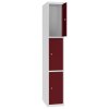 Stahl Schliessfachschrank Select 3 Fächer 300mm Abteilbreite Korpus Lichtgrau RAL 7035 Türen Weinrot RAL 3005