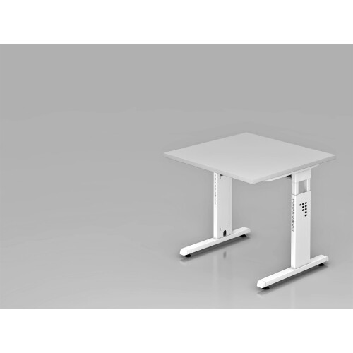 Schreibtisch höhenverstellbar 80x80 cm Grau/Weiss