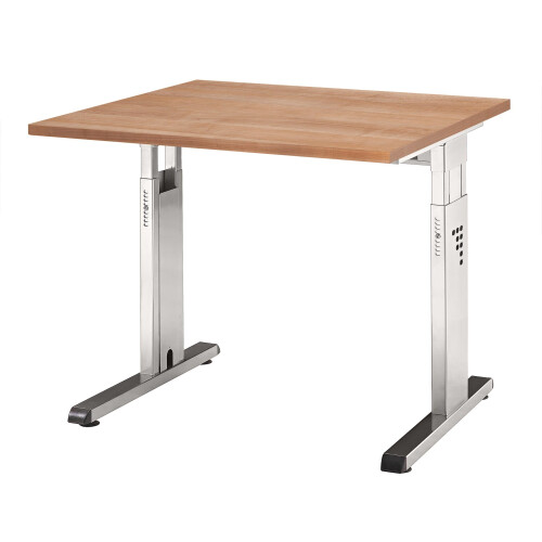 Schreibtisch höhenverstellbar 80x80 cm Grau/Weiss