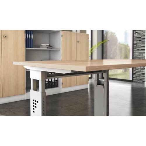 Schreibtisch höhenverstellbar 80x80 cm Grau/Weiss