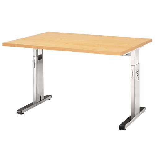 Schreibtisch höhenverstellbar 120x80 cm Nussbaum hell/Weiss
