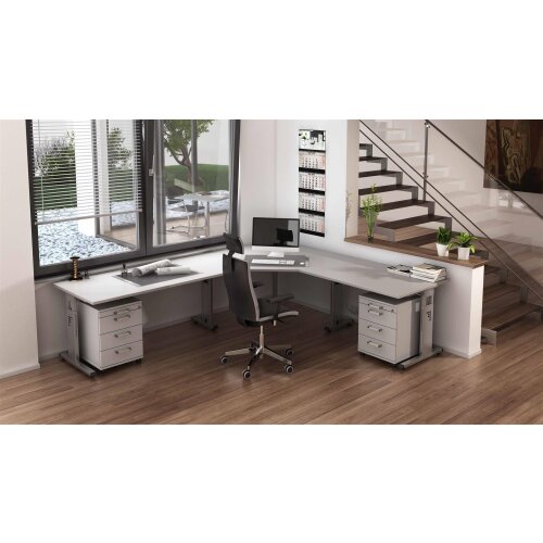 Schreibtisch höhenverstellbar 120x80 cm Nussbaum hell/Weiss