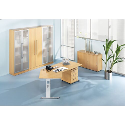 Schreibtisch höhenverstellbar 120x80 cm Nussbaum hell/Weiss