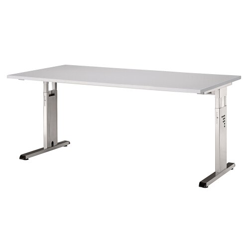 Schreibtisch höhenverstellbar 160x80 cm Eiche/Weiss