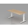 Schreibtisch höhenverstellbar 160x80 cm Eiche/Weiss